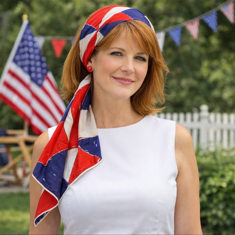 Vintage Red White & Blue Patriotic Scarf